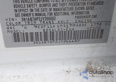 2018 Nissan Sentra Sv z USA, uszkodzony, nr VIN 3N1AB7AP2JY266682